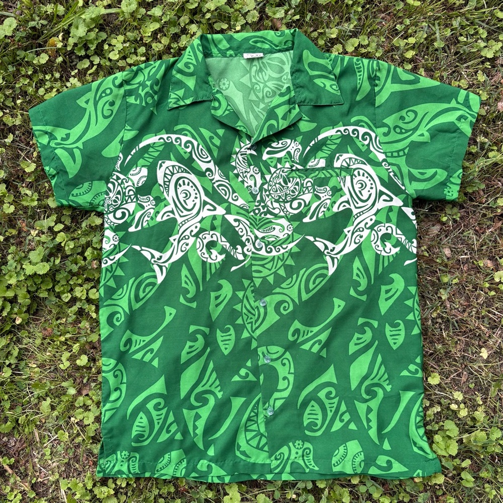 King Kameha Hawaiian Tiki Tribal Button Front Shirt